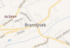 Pod Vinicí v obci Brandýsek - mapa ulice