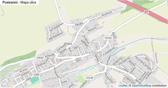 Postranní - mapa ulice