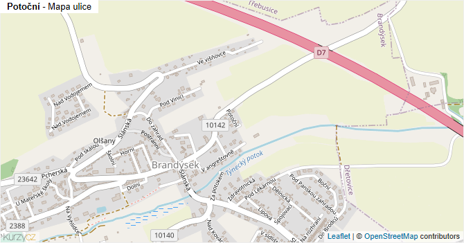 Potoční - mapa ulice