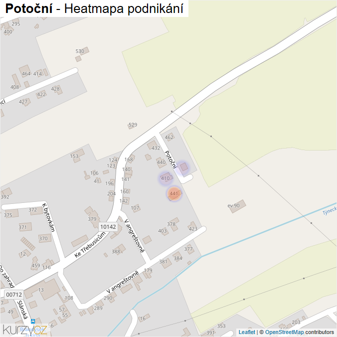 Mapa Potoční - Firmy v ulici.