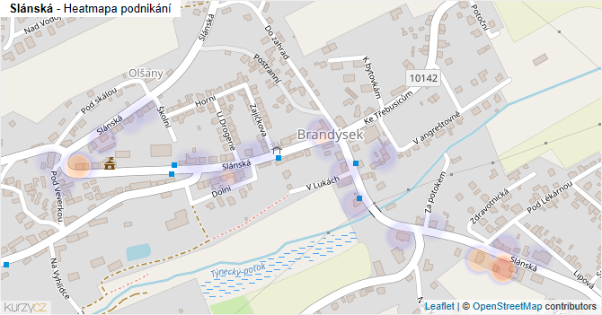 Slánská - mapa podnikání