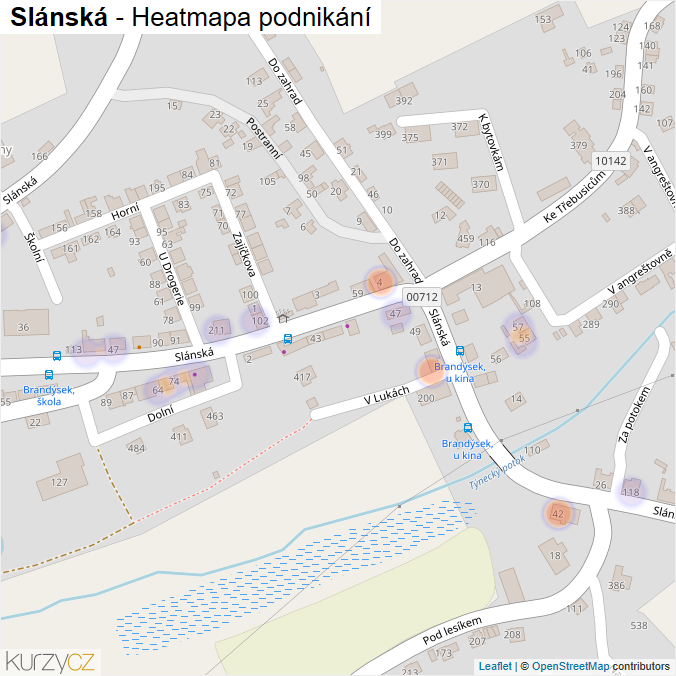 Mapa Slánská - Firmy v ulici.