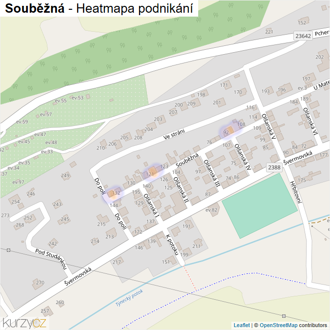 Mapa Souběžná - Firmy v ulici.