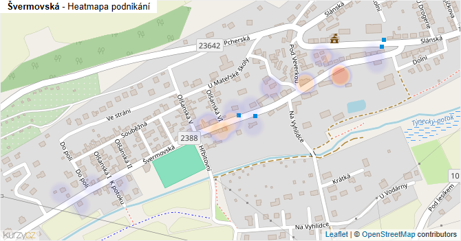 Švermovská - mapa podnikání