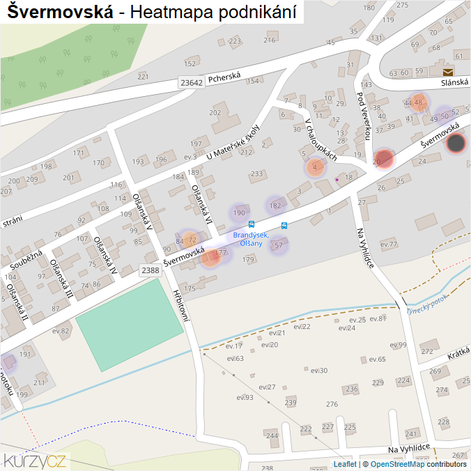 Mapa Švermovská - Firmy v ulici.