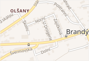 U drogerie v obci Brandýsek - mapa ulice