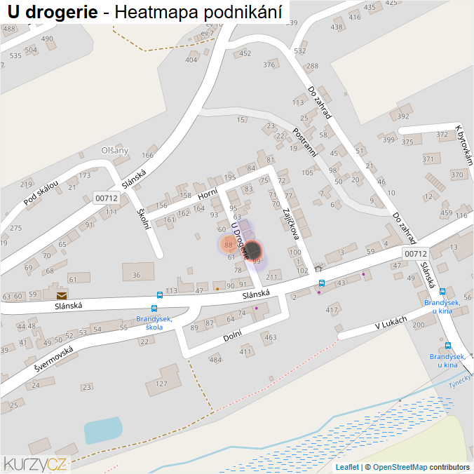 Mapa U drogerie - Firmy v ulici.