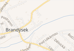 V angreštovně v obci Brandýsek - mapa ulice