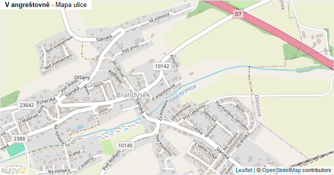 V angreštovně - mapa ulice