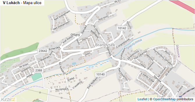 V Lukách - mapa ulice