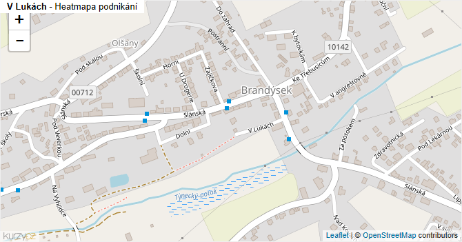 V Lukách - mapa podnikání