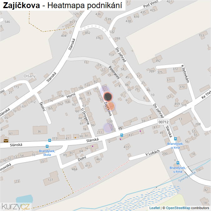 Mapa Zajíčkova - Firmy v ulici.