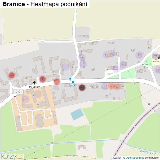 Mapa Branice - Firmy v části obce.