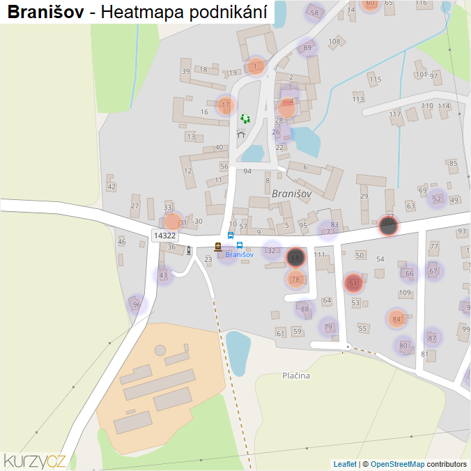 Mapa Branišov - Firmy v části obce.