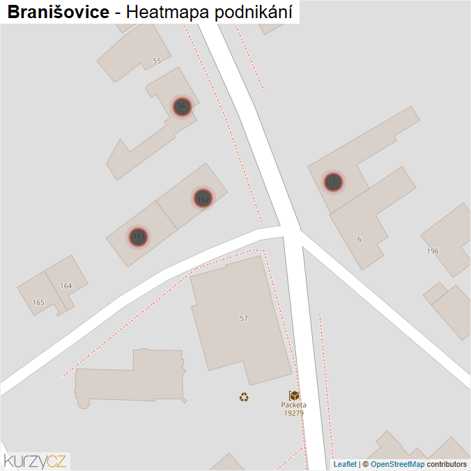 Mapa Branišovice - Firmy v obci.
