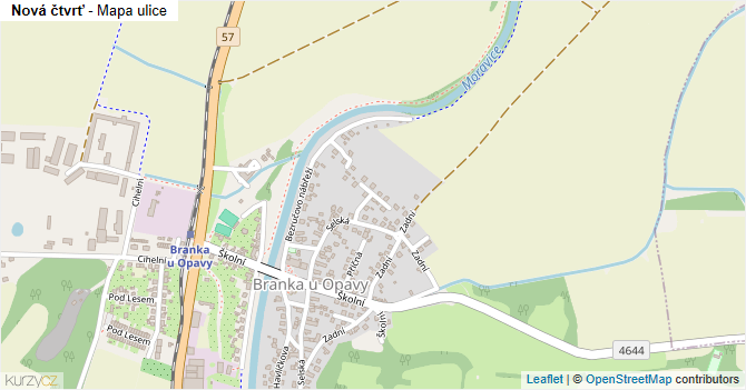 Nová čtvrť - mapa ulice