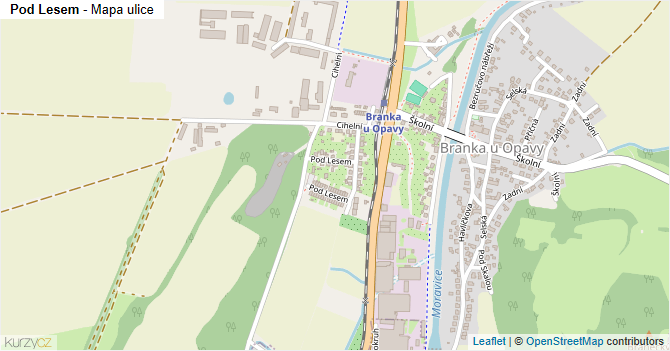 Pod Lesem - mapa ulice
