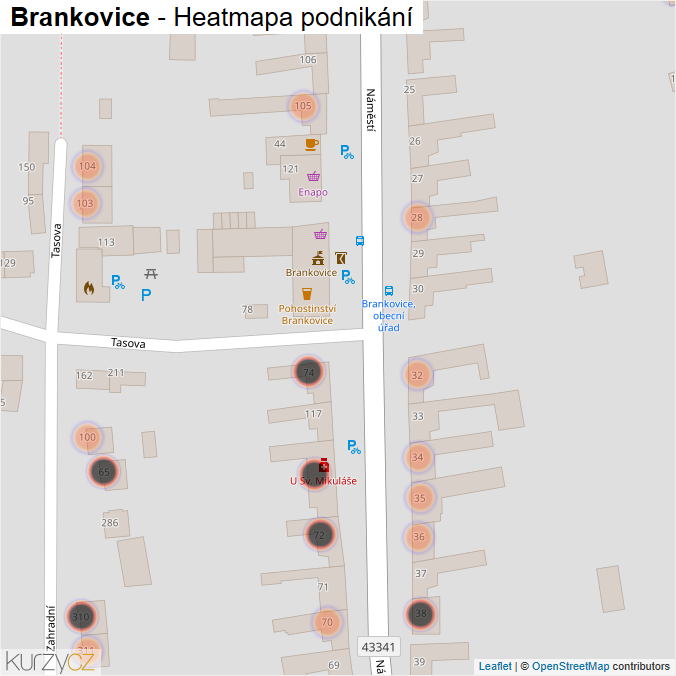Mapa Brankovice - Firmy v obci.