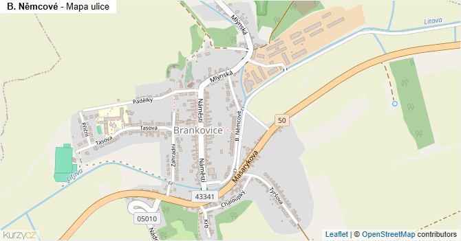 B. Němcové - mapa ulice