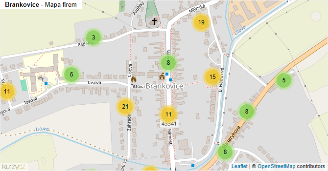 Brankovice - mapa firem