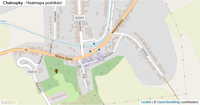Chaloupky - mapa podnikání