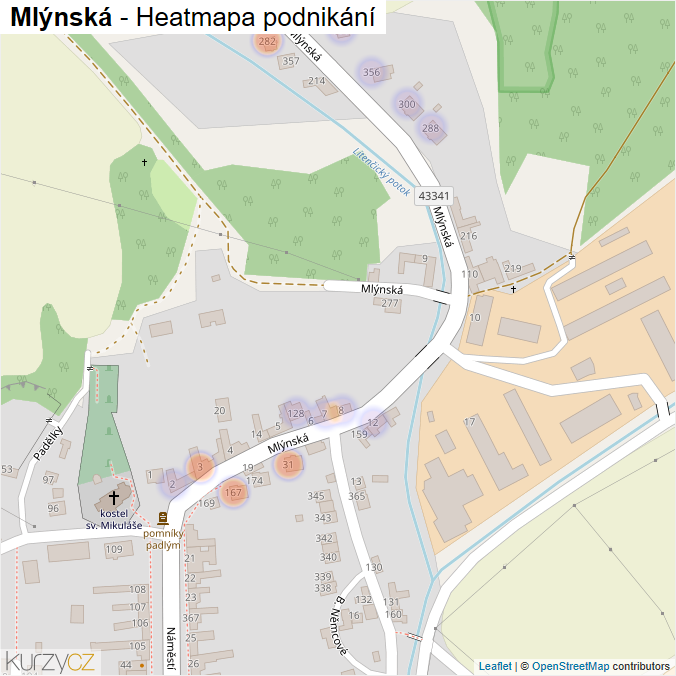 Mapa Mlýnská - Firmy v ulici.