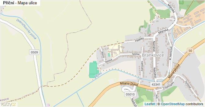 Příční - mapa ulice