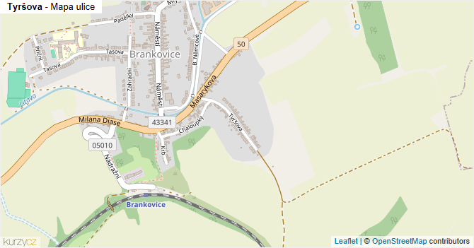 Tyršova - mapa ulice
