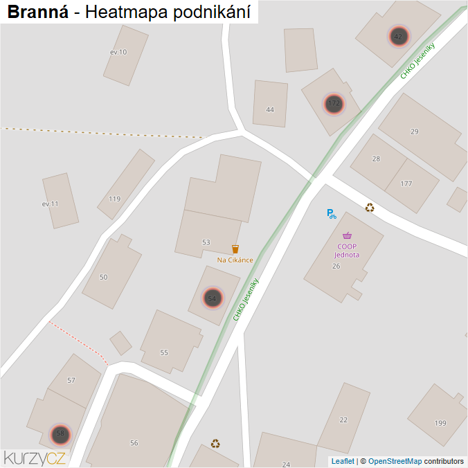Mapa Branná - Firmy v obci.