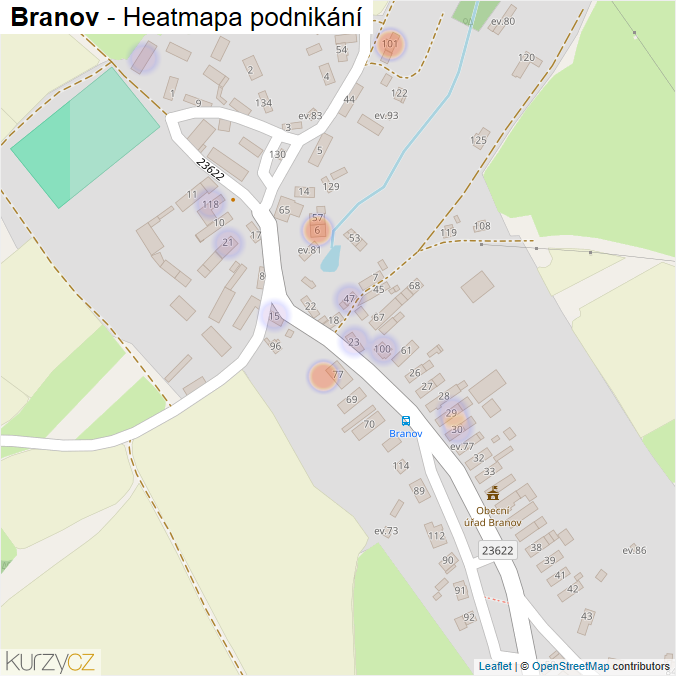 Mapa Branov - Firmy v části obce.