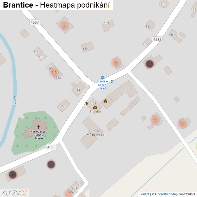 Mapa Brantice - Firmy v obci.