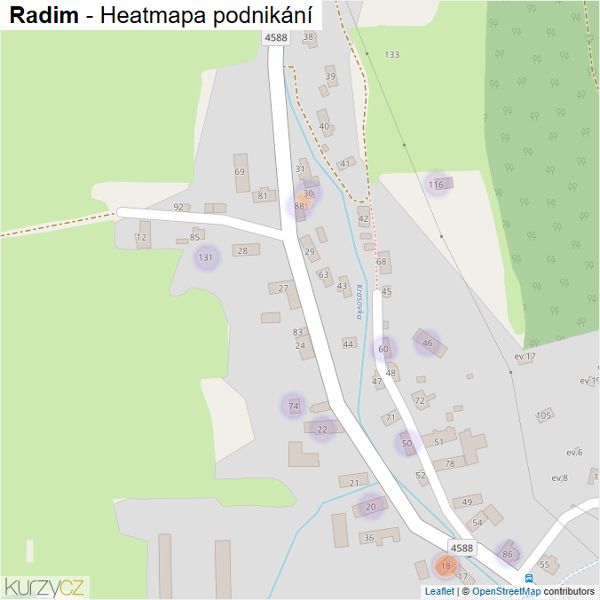 Mapa Radim - Firmy v části obce.