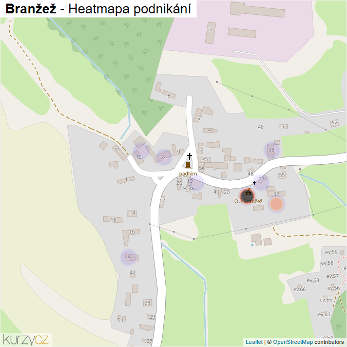 Mapa Branžež - Firmy v části obce.