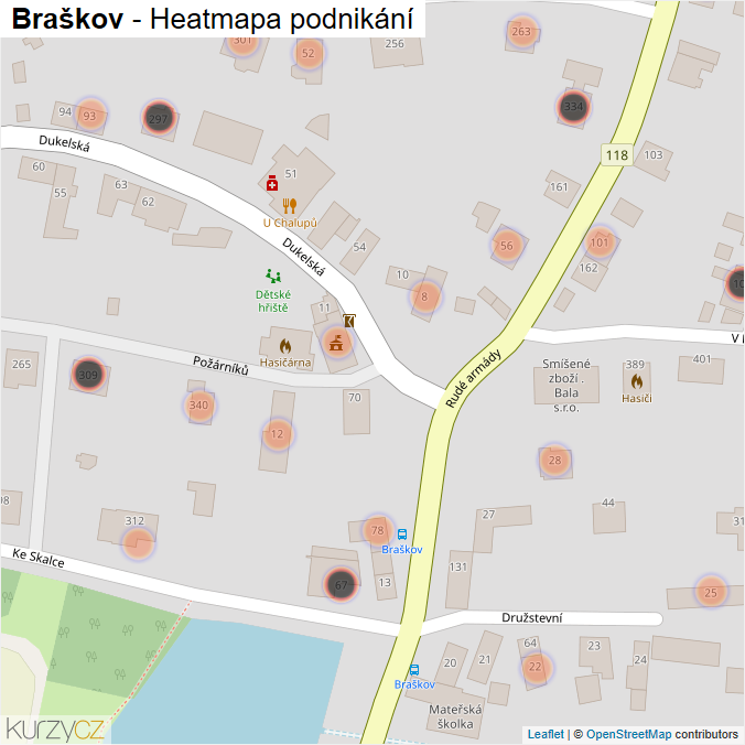 Mapa Braškov - Firmy v obci.