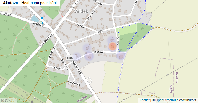 Akátová - mapa podnikání