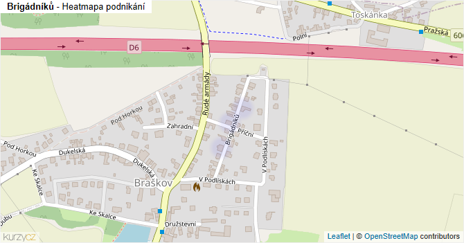 Brigádníků - mapa podnikání