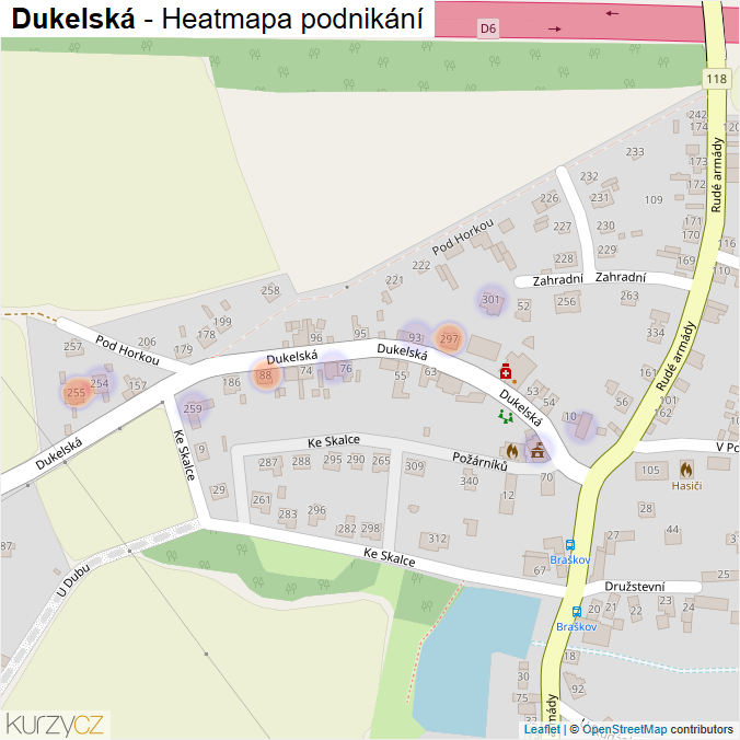 Mapa Dukelská - Firmy v ulici.