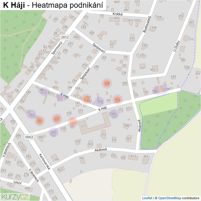 Mapa K Háji - Firmy v ulici.