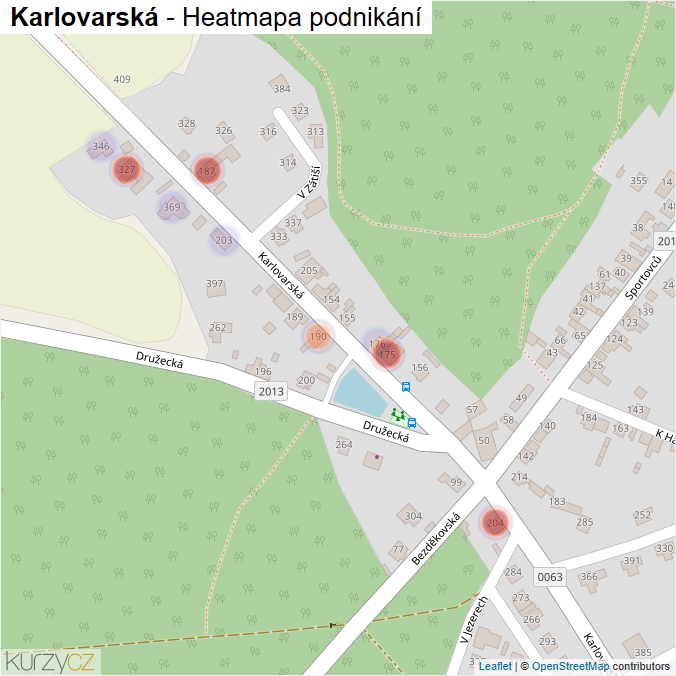 Mapa Karlovarská - Firmy v ulici.