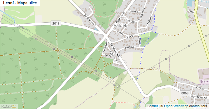 Lesní - mapa ulice