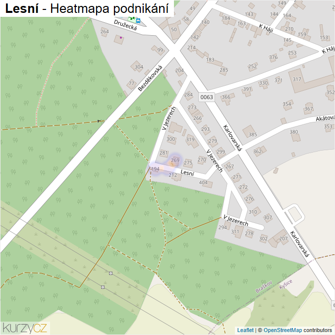 Mapa Lesní - Firmy v ulici.