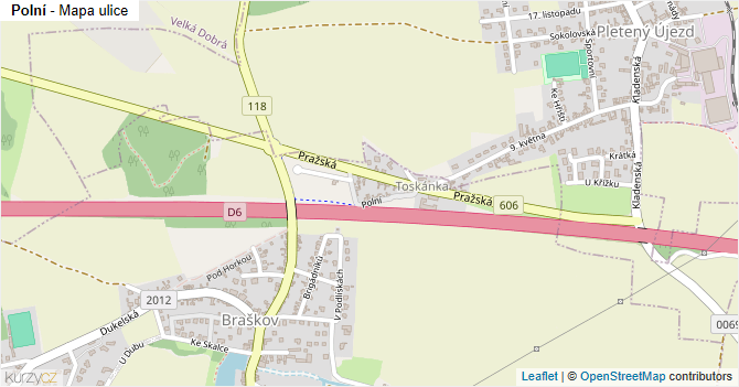 Polní - mapa ulice