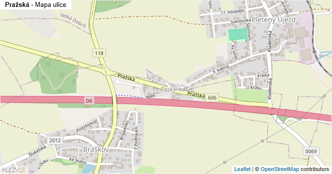 Pražská - mapa ulice
