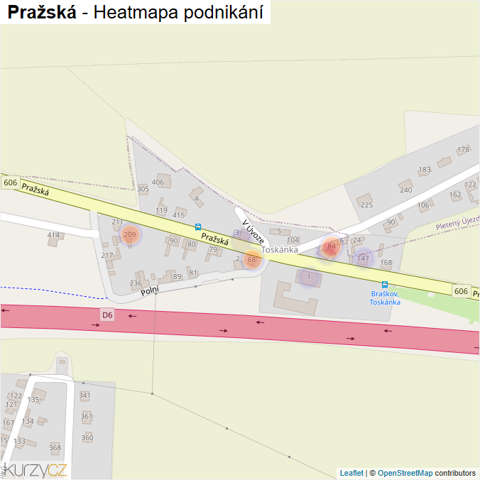 Mapa Pražská - Firmy v ulici.