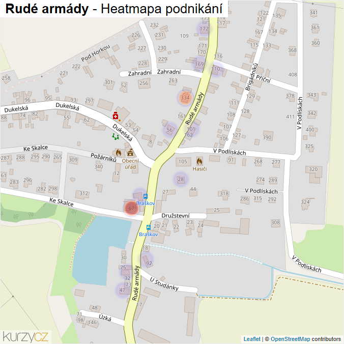 Mapa Rudé armády - Firmy v ulici.