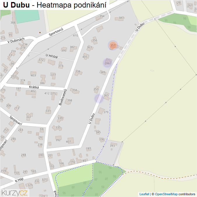 Mapa U Dubu - Firmy v ulici.