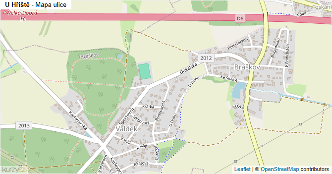 U Hřiště - mapa ulice