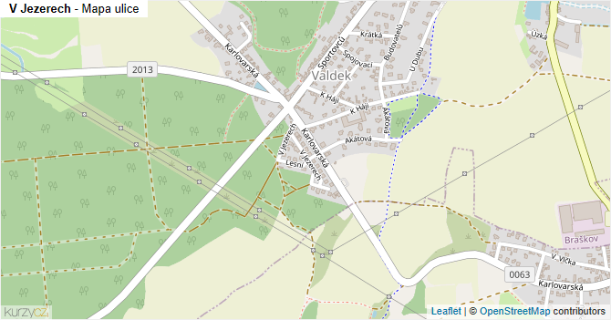 V Jezerech - mapa ulice