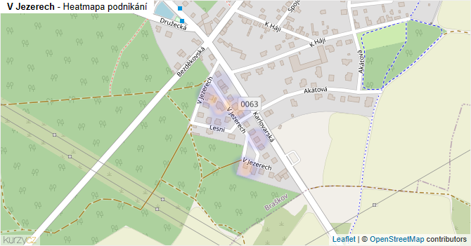 V Jezerech - mapa podnikání
