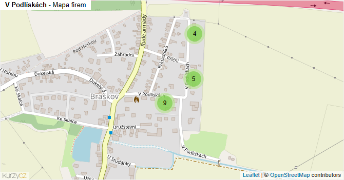 V Podlískách - mapa firem